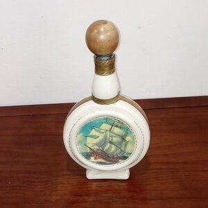Fausto Corduri Leather Wrapped Sailing Ship Decanter - Vintage!